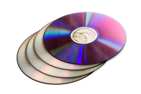 Several optical disks isolated on white background