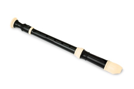 Plastic black flute isolated on white background