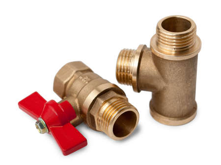 Ball valve and tee isolated on white background