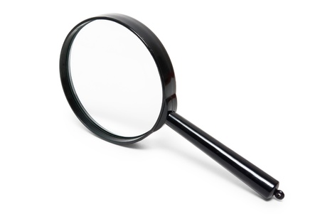 black magnifying glass isolated on white backgroundの写真素材