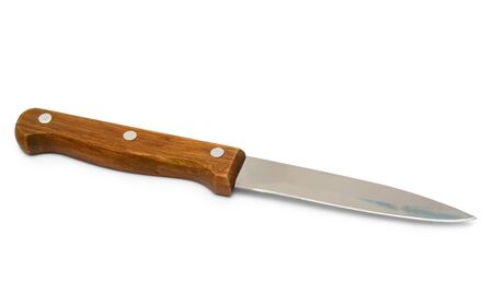 Kitchen knife with wooden handle isolated on white background