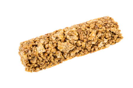 Single granola bar isolated on white backgroundの写真素材