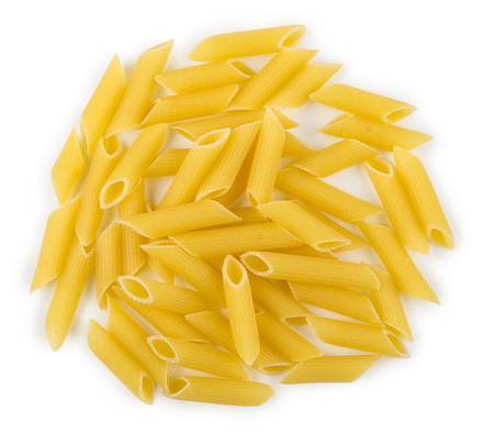 Heap of pasta isolated on white background. Top viewの写真素材