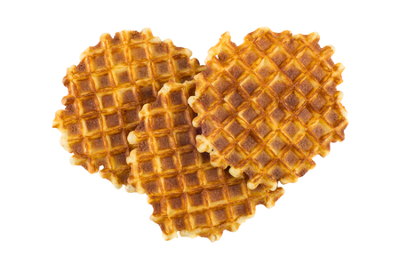 Round waffles isolated on white background. Top viewの写真素材