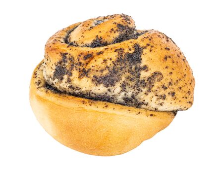 Sweet bun with poppy isolated on white backgroundの写真素材