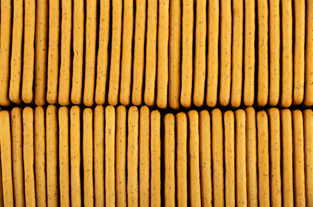 Pack of dry cookies in two rows. Top viewの写真素材
