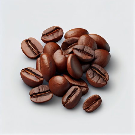 Coffee beans isolated on white background. 3d illustration.の素材