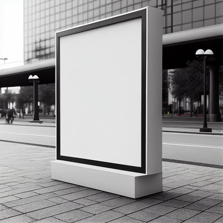 Blank white billboard on the city street. 3d render.の素材