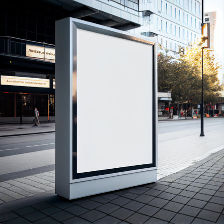 Blank white billboard on the city street. 3d render.の素材