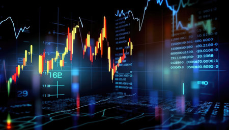 3d rendering of stock market or forex trading graph and candlestick on digital screenの素材