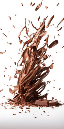 twisted splash of chocolate, isolated on white background. 3d renderの素材