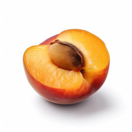 Half juicy apricot isolated on white background.の素材