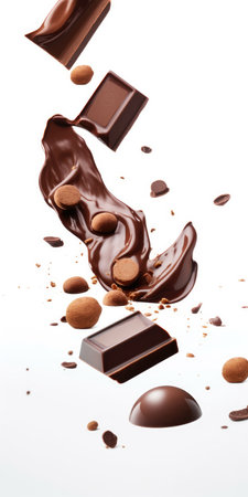 chocolate bar splashing and melting isolated on a white background. 3d renderの素材
