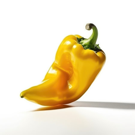 Yellow bell pepper isolated on a white background. perfect still life shot for food magazine or packagingの素材