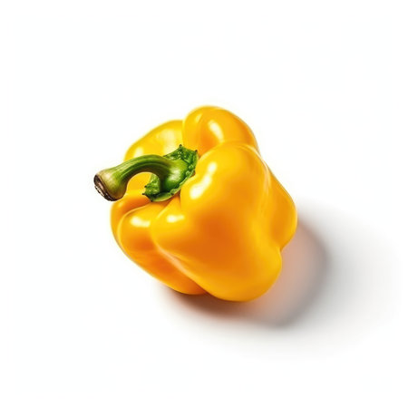 yellow bell pepper isolated on white background perfect still life shot for food magazine or packaging and full depth of fieldの素材
