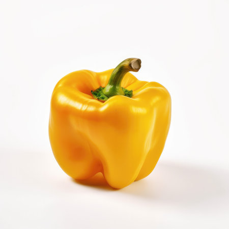 Yellow bell pepper isolated on white background perfect still life shot for food magazine or packaging.の素材