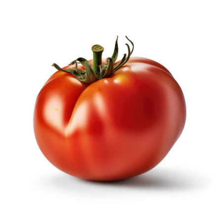 Tomato isolated on white background. perfect still life shot for food magazine or packaging Full depth of field.の素材