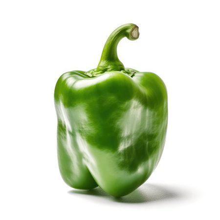 Green bell pepper isolated on white background. perfect still life shotの素材