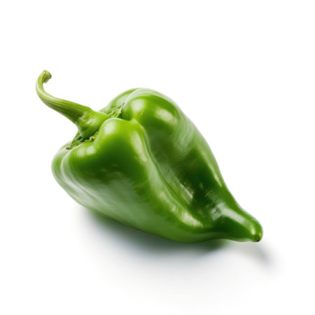 Green bell pepper isolated on white background. Full depth of field. perfect still life shotの素材