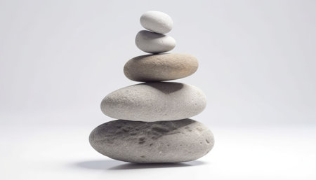 Stack of zen stones isolated on white background. 3d illustrationの素材
