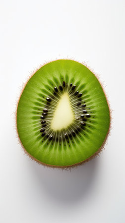 Kiwi fruit isolated on white background. Top view. Flat lay.の素材