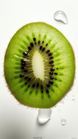 Kiwi fruit with water drops on a white background. 3d illustrationの素材