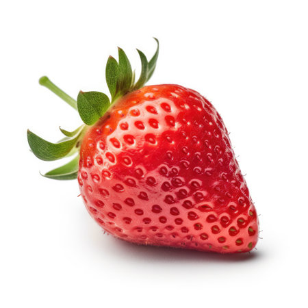 Strawberry isolated on white background. Fresh berry close up, for jam label, packagingの素材