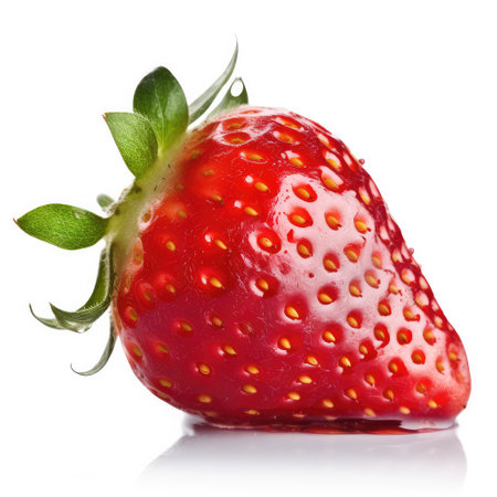 tasty Strawberry isolated on white background. front view.の素材