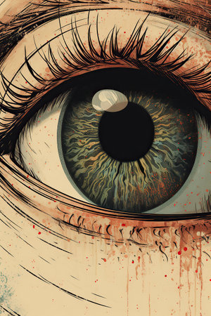 illustration Close up of human eye with grunge texture. Computer-generated illustration.の素材