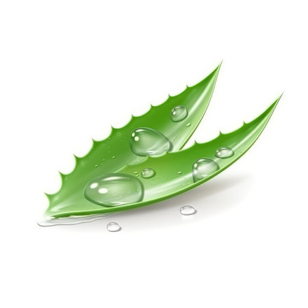 Aloe Vera Leaf with Water Drops Isolated on White Background.の素材