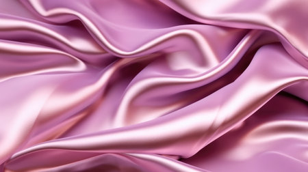 Pink satin background with smooth folds. Satin silk fabric background. Rippling scarf texture. Luxury shiny green wallpaperの素材