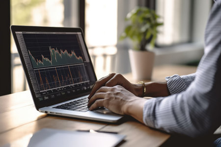 Businessman analyzing investment charts with laptop computer. Accounting and financial concept. Investment and trading concept. Business and financial conceptの素材