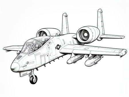 Illustration of a military aircraft on a white background. Vector image.の素材