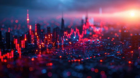 Futuristic city at night, 3d rendering. Computer digital drawing.の素材