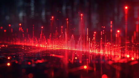 Futuristic technology background with red glowing lines. 3d renderingの素材