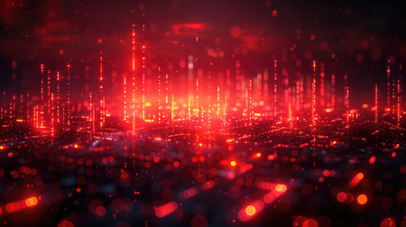 Futuristic technology background with glowing particles. 3D Renderingの素材