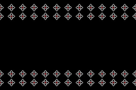Ethnic geometric fabric pattern Cross Stitch.Ikat embroidery Ethnic oriental Pixel pattern black...