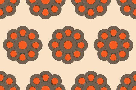 Ethnic Ikat fabric pattern geometric style.African Ikat embroidery Ethnic oriental pattern brown cream background. Abstract,vector,illustration.Texture,flower,frame,flower.のイラスト素材
