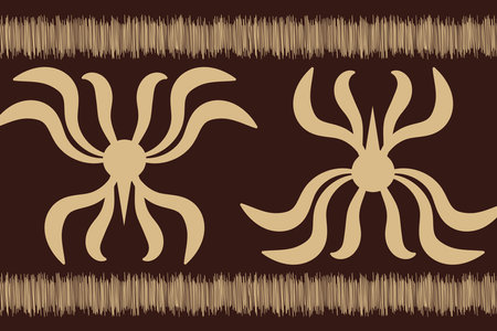 Ethnic Ikat fabric pattern geometric style.African Ikat embroidery brown Ethnic oriental pattern brown background. Abstract,vector,illustration.Texture,wallpaper,frame,decoration.のイラスト素材