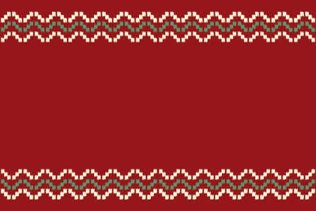 Ethnic Ikat fabric pattern geometric style.African Ikat embroidery Ethnic pattern red christmas day background. Abstract,vector,illustration.Texture,clothing,frame,decoration,motifのイラスト素材