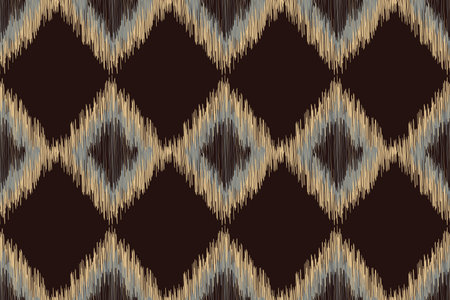 Ethnic Ikat fabric pattern geometric style.African Ikat embroidery brown Ethnic oriental pattern brown background. Abstract,vector,illustration.Texture,wallpaper,frame,decoration.のイラスト素材