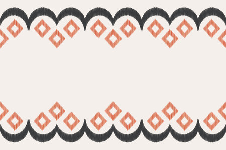 Ethnic Ikat fabric pattern geometric style.African Ikat embroidery Ethnic oriental pattern brown cream background. Abstract,vector,illustration.Texture,clothing,frame,decoration.のイラスト素材