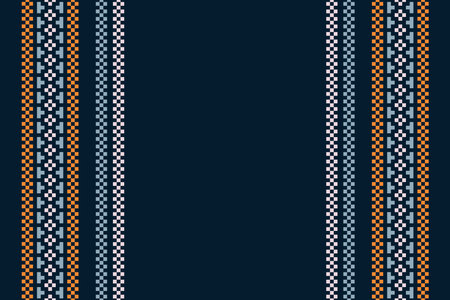 Ethnic geometric fabric pattern Cross Stitch.Ikat embroidery Ethnic oriental Pixel pattern navy blue...