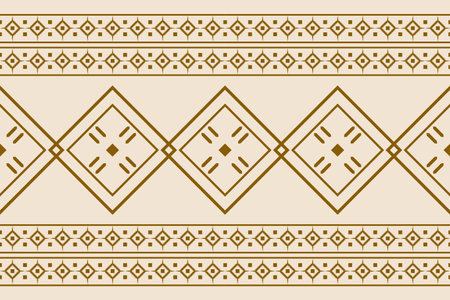 Traditional ethnic ikat fabric pattern motifs geometric style.African ikat embroidery Ethnic oriental pattern brown cream background. Abstract,vector,illustration.Texture,frame.のイラスト素材