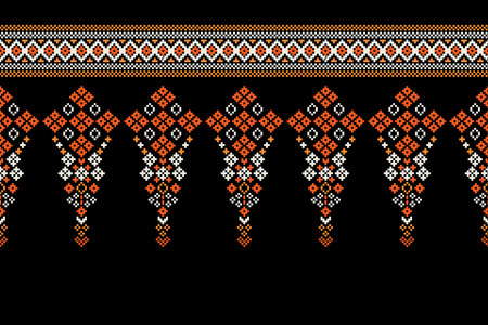 Traditional ethnic motifs ikat geometric fabric pattern cross stitch.Ikat embroidery Ethnic oriental...
