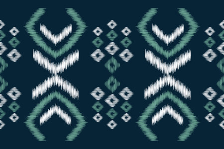 Traditional Ethnic ikat motif fabric pattern geometric style.African Ikat embroidery Ethnic oriental pattern blue background wallpaper. Abstract,vector,illustration.Texture,frame.のイラスト素材