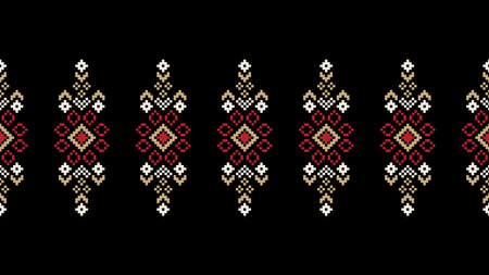 Traditional ethnic motifs ikat geometric fabric pattern cross stitch.Ikat embroidery Ethnic oriental...