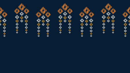 Traditional Ethnic ikat motif fabric pattern geometric style.African Ikat embroidery Ethnic oriental pattern blue background wallpaper. Abstract,vector,illustration.Texture,frame.のイラスト素材