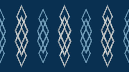 Traditional Ethnic ikat motif fabric pattern geometric style.African Ikat embroidery Ethnic oriental pattern blue background wallpaper. Abstract,vector,illustration.Texture,frame.のイラスト素材