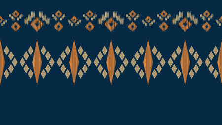 Traditional Ethnic ikat motif fabric pattern geometric style.African Ikat embroidery Ethnic oriental pattern blue background wallpaper. Abstract,vector,illustration.Texture,frame.のイラスト素材